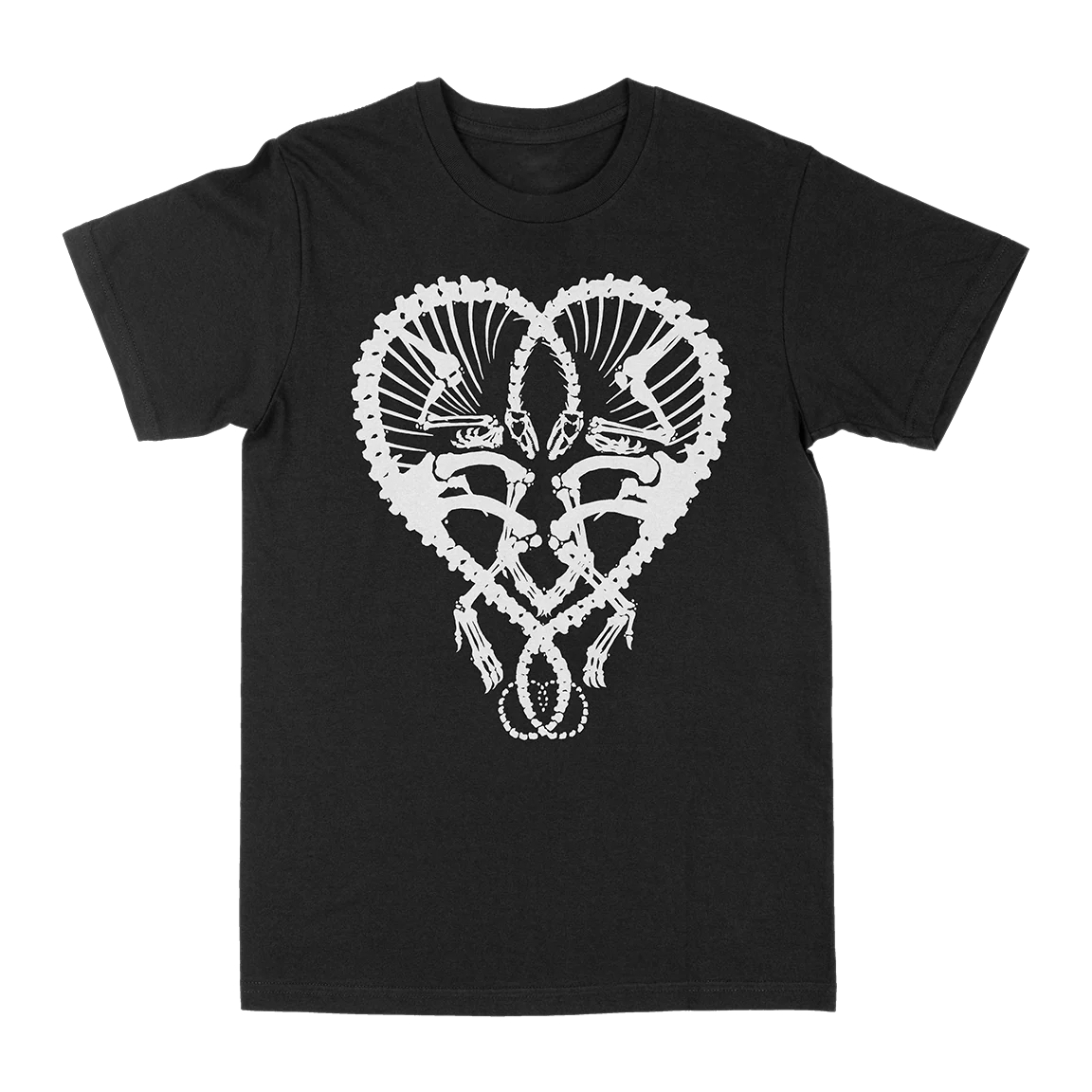 Dan McCarthy "Dino Heart: White" Black T-Shirt