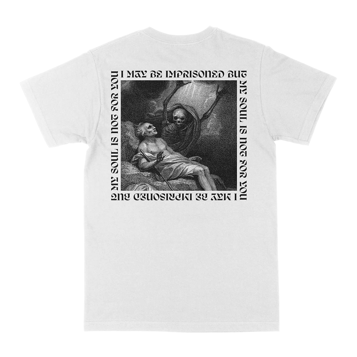 Employed To Serve “Imprisoned” White T-Shirt - Image 3