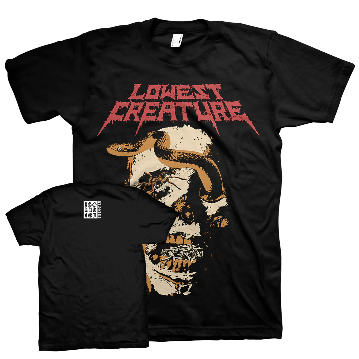 Lowest Creature "Snake Skull" Black T-Shirt