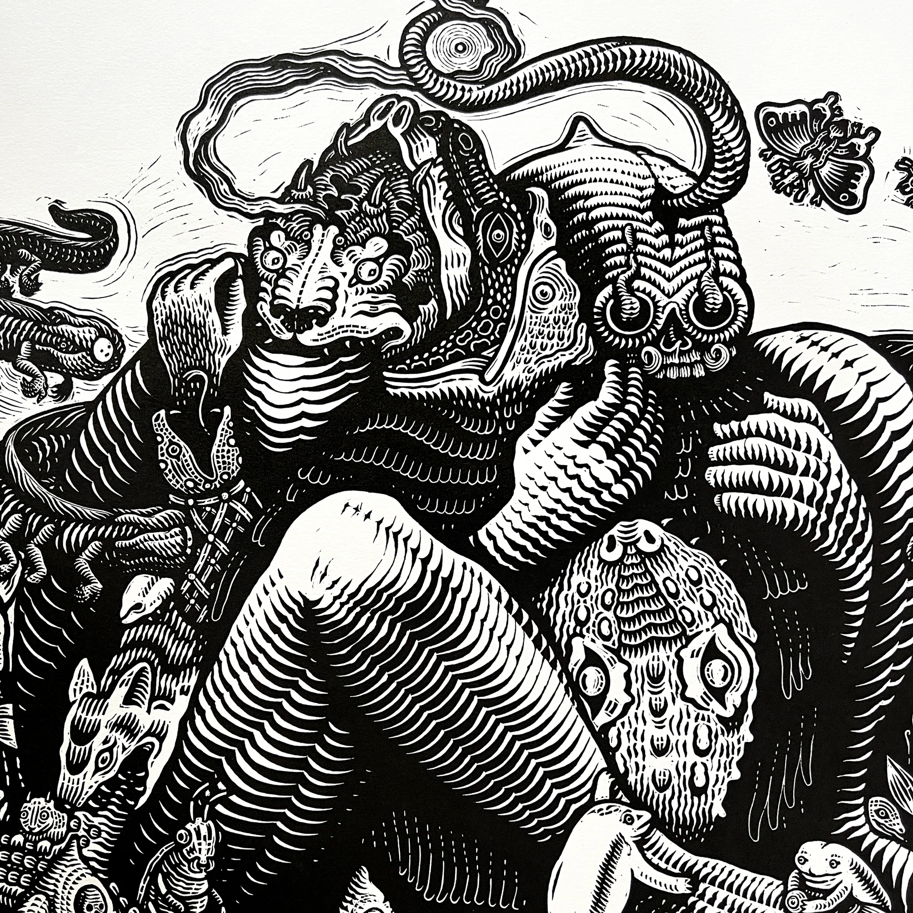 Mazatl & Kathleen Neeley "Luz & Sombra" Linocut Print - Image 3