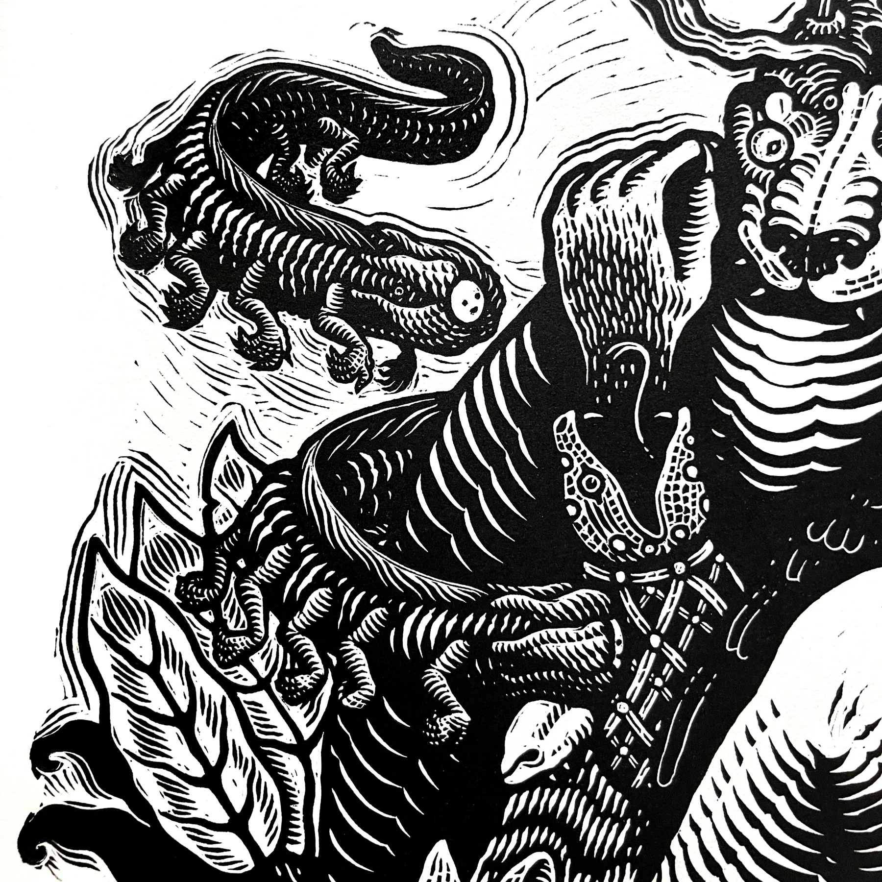 Mazatl & Kathleen Neeley "Luz & Sombra" Linocut Print - Image 4