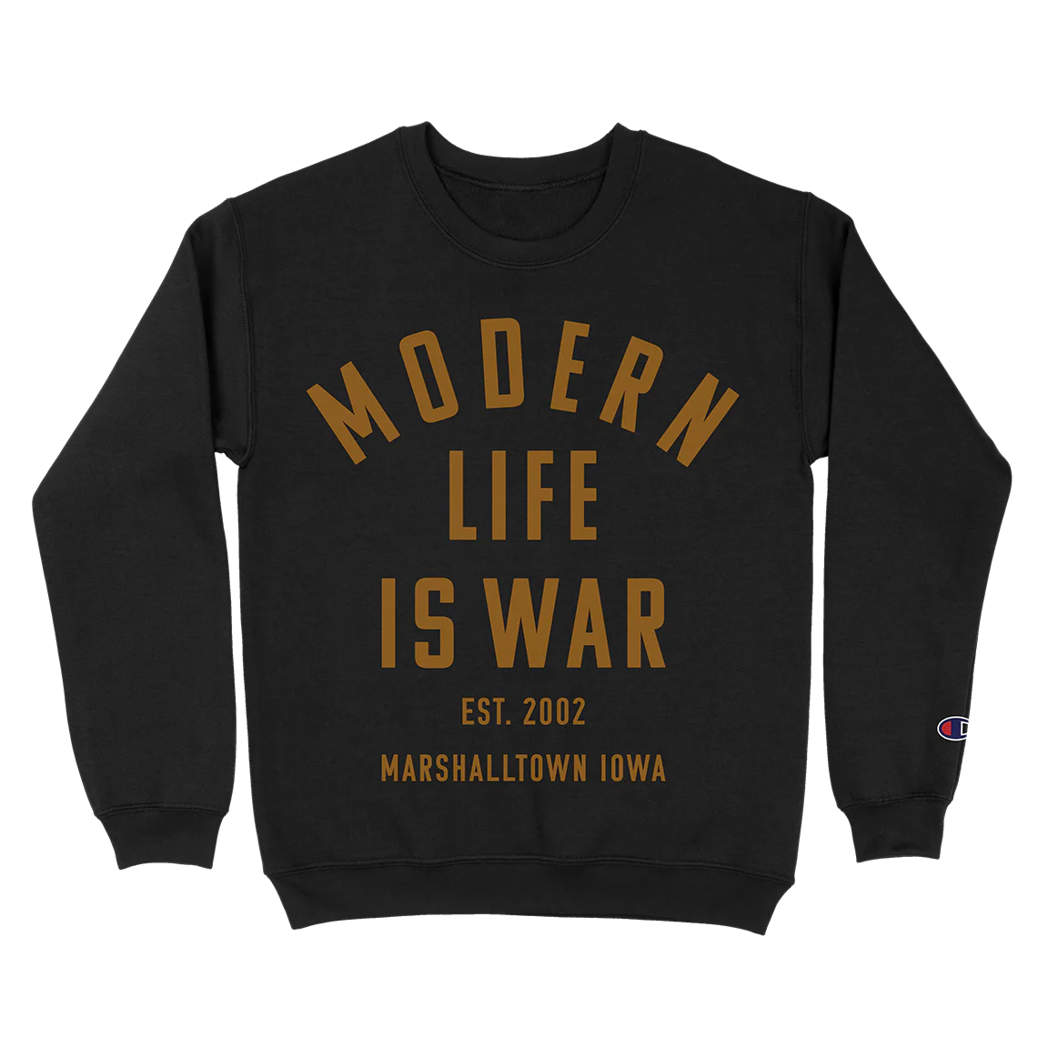 Modern Life Is War "Marshalltown Iowa" Black Reverse Weave Crewneck