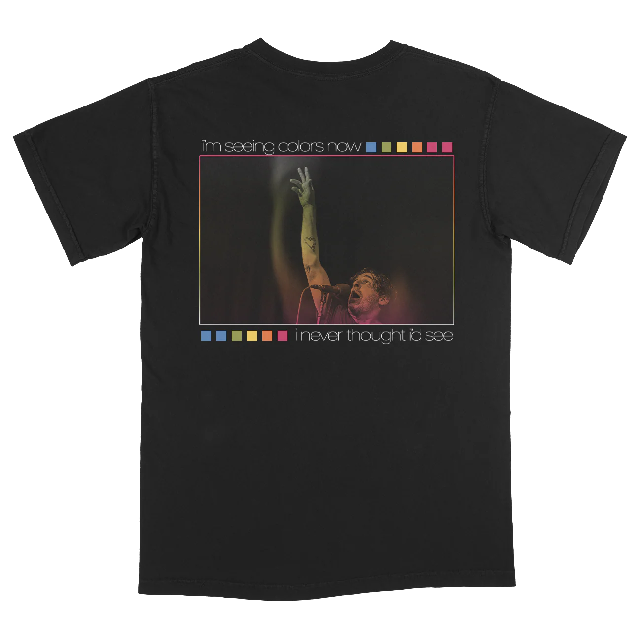 onelinedrawing "Rainbow Photo" Premium Black T-Shirt - Image 3