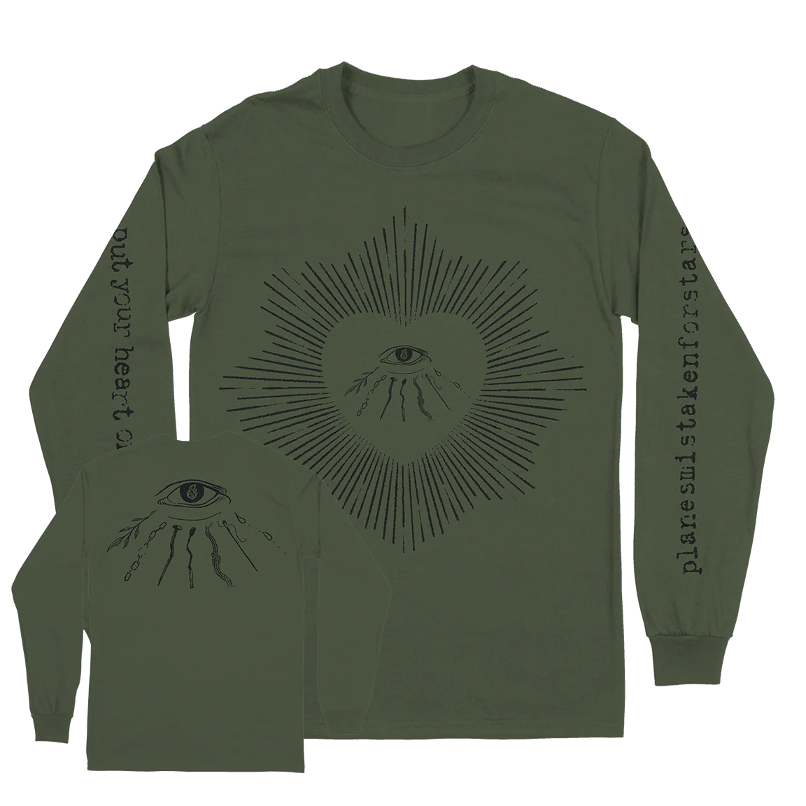 Planes Mistaken For Stars "Eye & Heart" Military Green Longsleeve