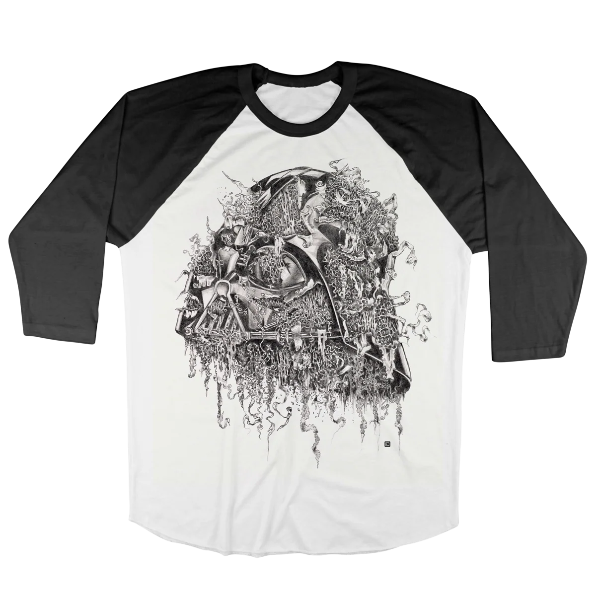 Seldon Hunt "Decayed Toons: Darth " White / Black Baseball Tee